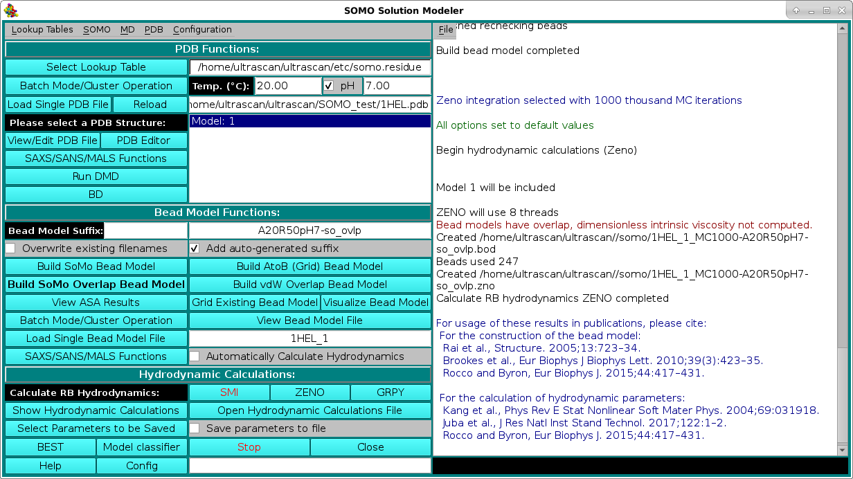 Cont. Main SOMO Screen after loading PDB